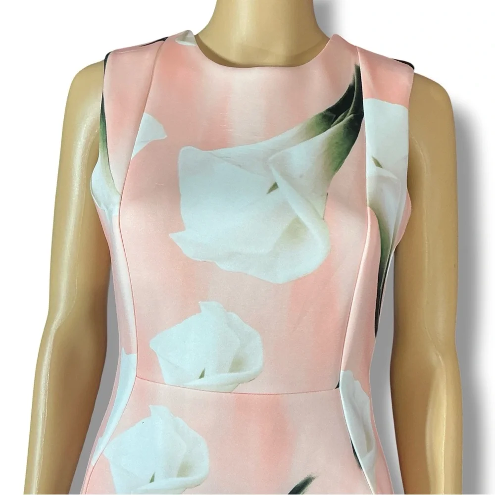 Sleeveless Pink Calla Lily Midi Dress - Picture 11 of 12